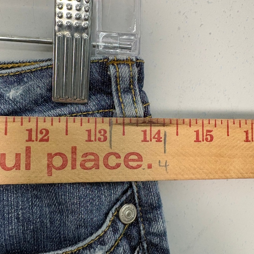 Vtg Y2K No Boundaries Juniors 7 Medium Wash Low Rise Denim Micro Mini Shorts - Picture 3 of 7